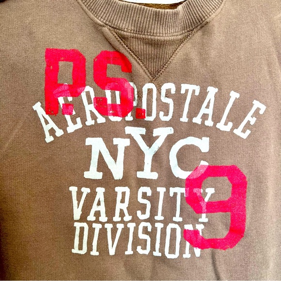 p.s. AEROPOSTALE Crewneck Pullover Cozy Soft Casual Brown Sweatshirt Boys L 12 - Picture 4 of 16